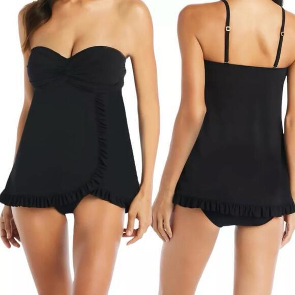 Beyond‎ Control Womens 8 Black Twist Front Sweetheart Neckline one piece swim - Picture 1 of 7
